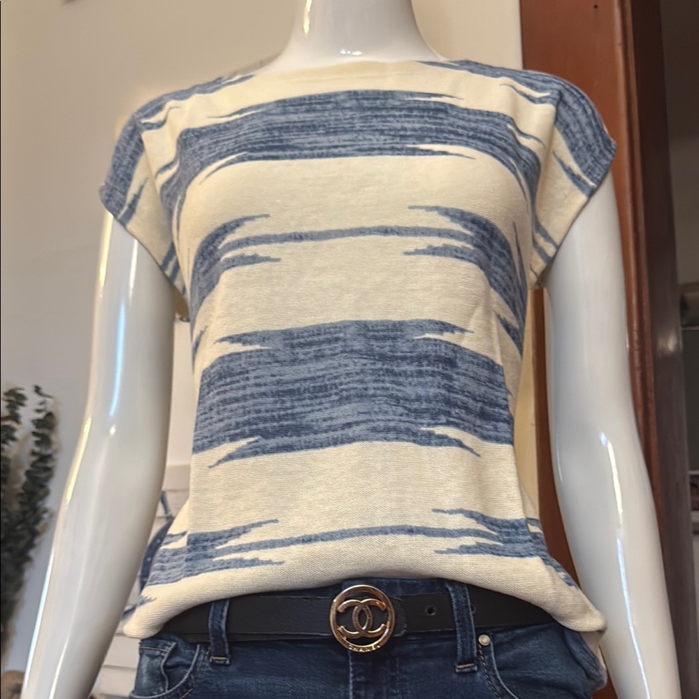 NWT chaps size XS Blue and Cream Women's Top